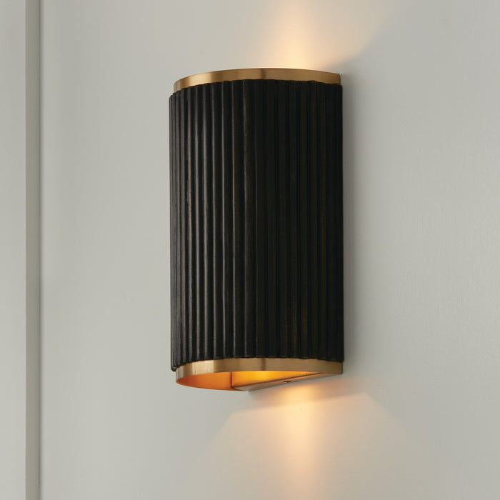 Capital Lighting 650721KR Two Light Wall Sconce, Black Stain and Matte Brass