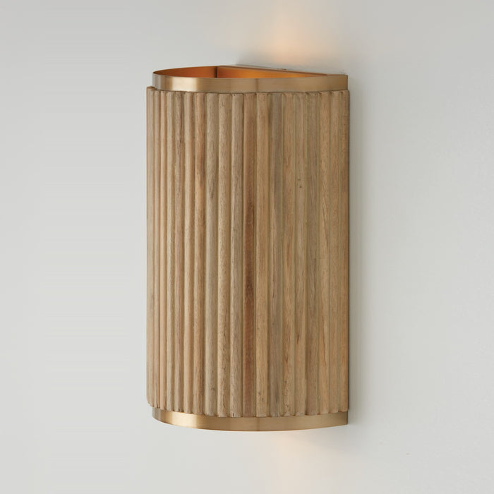 Capital Lighting 650721WS Two Light Wall Sconce, White Wash and Matte Brass