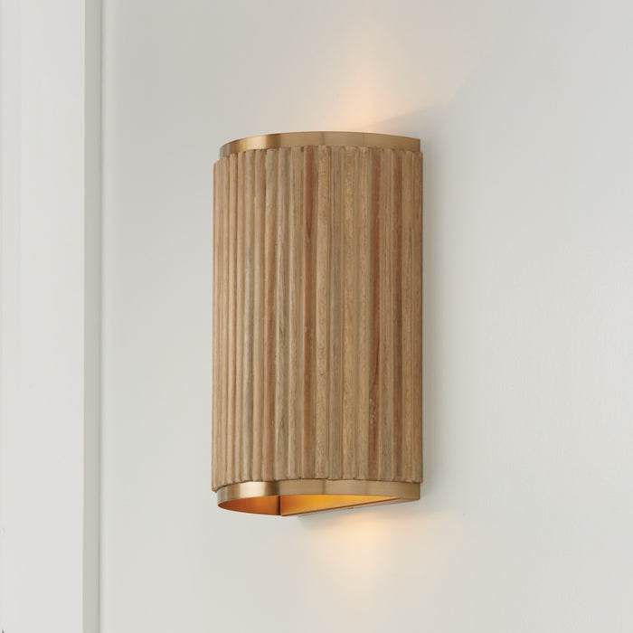 Capital Lighting 650721WS Two Light Wall Sconce, White Wash and Matte Brass