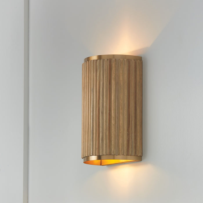 Capital Lighting 650721WS Two Light Wall Sconce, White Wash and Matte Brass