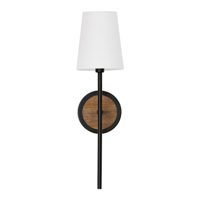 Capital Lighting 650811WK-709 One Light Wall Sconce, Light Wood and Matte Black