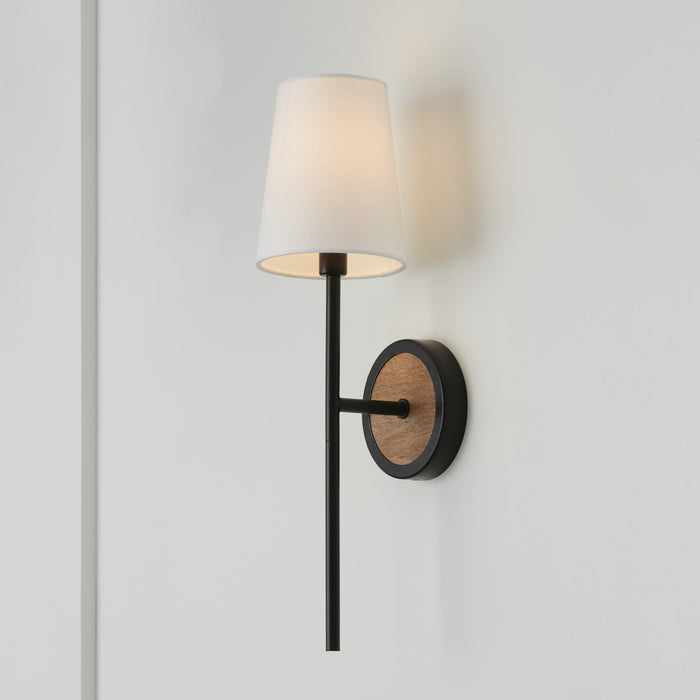 Capital Lighting 650811WK-709 One Light Wall Sconce, Light Wood and Matte Black