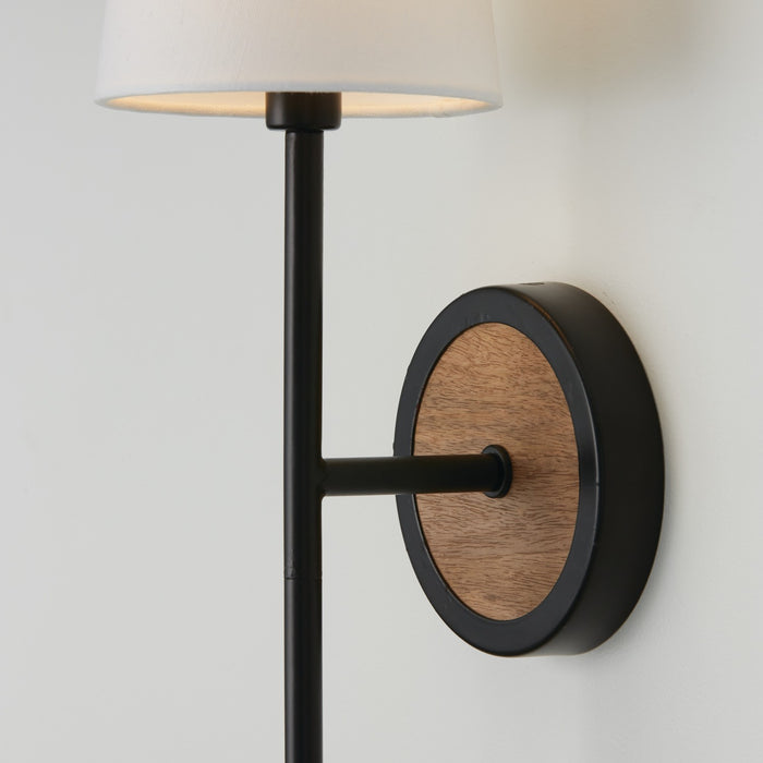Capital Lighting 650811WK-709 One Light Wall Sconce, Light Wood and Matte Black