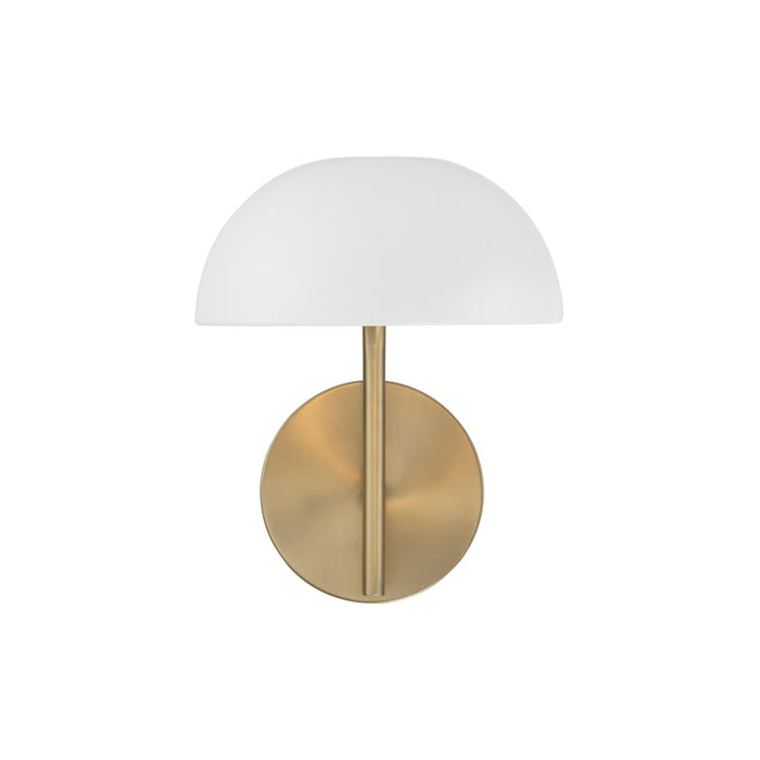 Capital Lighting 651411AW One Light Wall Sconce, Aged Brass and White