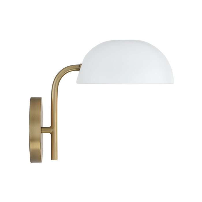 Capital Lighting 651411AW One Light Wall Sconce, Aged Brass and White