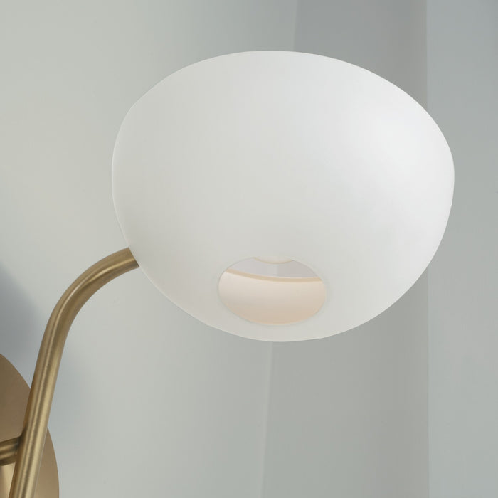 Capital Lighting 651411AW One Light Wall Sconce, Aged Brass and White