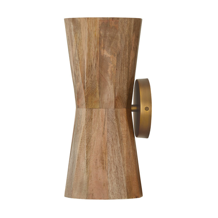 Capital Lighting 651021LW Two Light Wall Sconce, Light Wood and Patinaed Brass