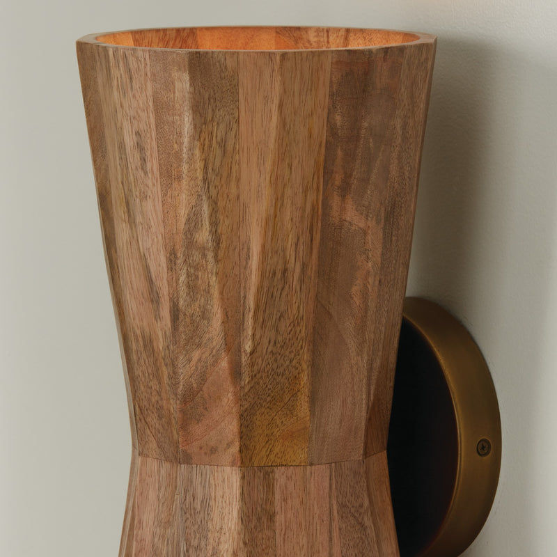 Capital Lighting 651021LW Two Light Wall Sconce, Light Wood and Patinaed Brass