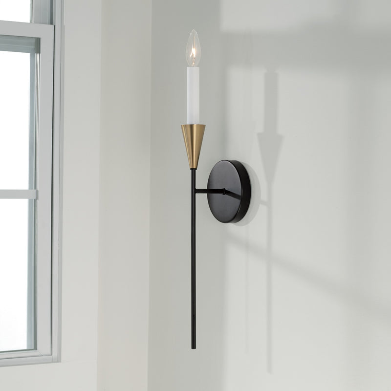 Capital Lighting 651911AB One Light Wall Sconce, Aged Brass and Black