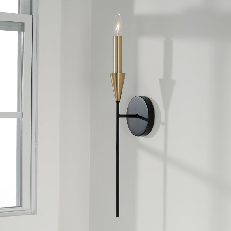 Capital Lighting 651911AB One Light Wall Sconce, Aged Brass and Black