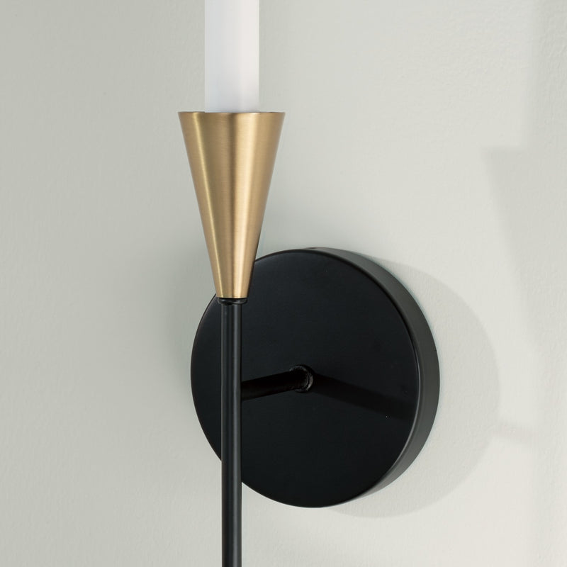 Capital Lighting 651911AB One Light Wall Sconce, Aged Brass and Black