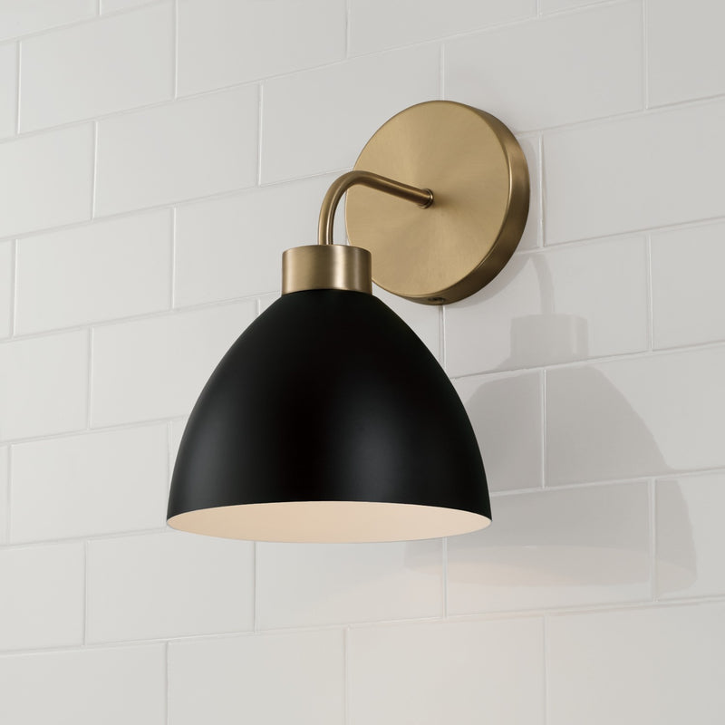 Capital Lighting 652011AB One Light Wall Sconce, Aged Brass and Black