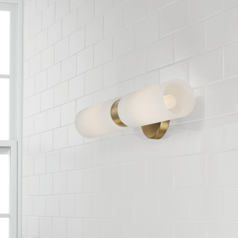 Capital Lighting 651721AD Two Light Wall Sconce, Aged Brass