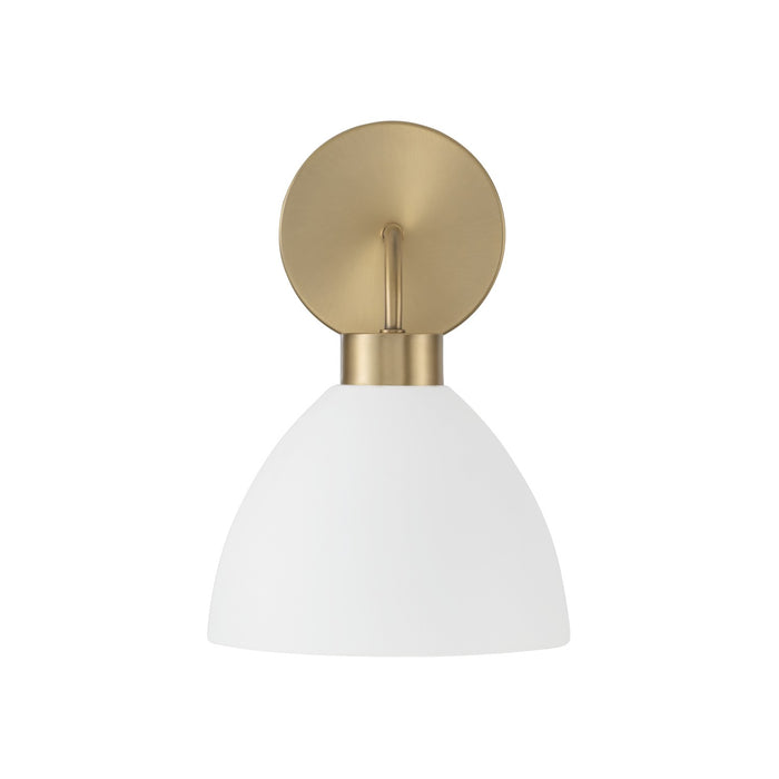 Capital Lighting 652011AW One Light Wall Sconce, Aged Brass and White