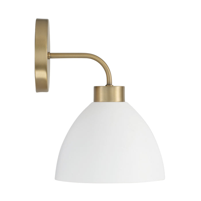 Capital Lighting 652011AW One Light Wall Sconce, Aged Brass and White