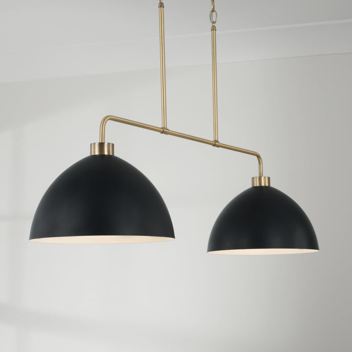Capital Lighting 852021AB Two Light Island Pendant, Aged Brass and Black