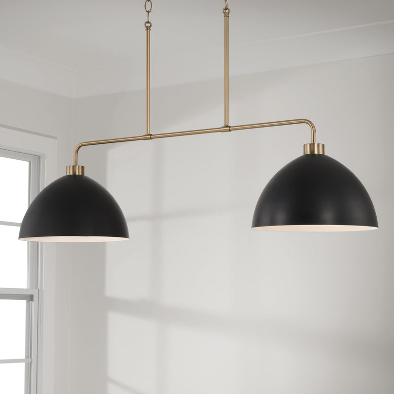 Capital Lighting 852021AB Two Light Island Pendant, Aged Brass and Black
