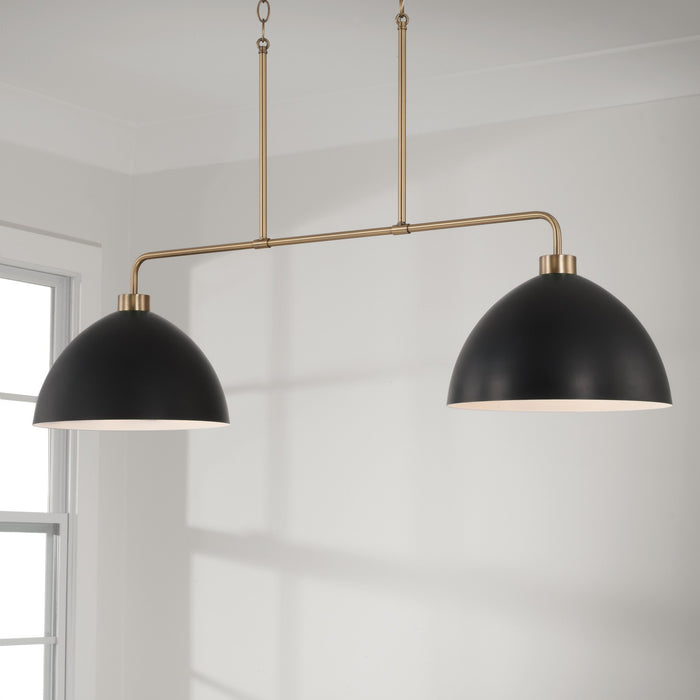 Capital Lighting 852021AB Two Light Island Pendant, Aged Brass and Black