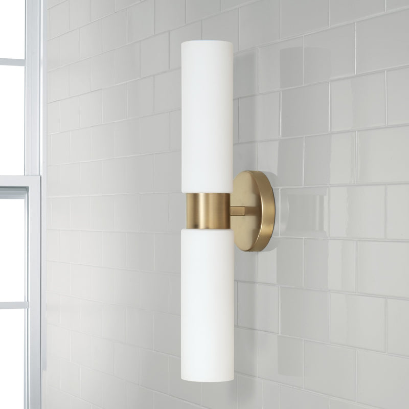 Capital Lighting 652621AD Two Light Wall Sconce, Aged Brass