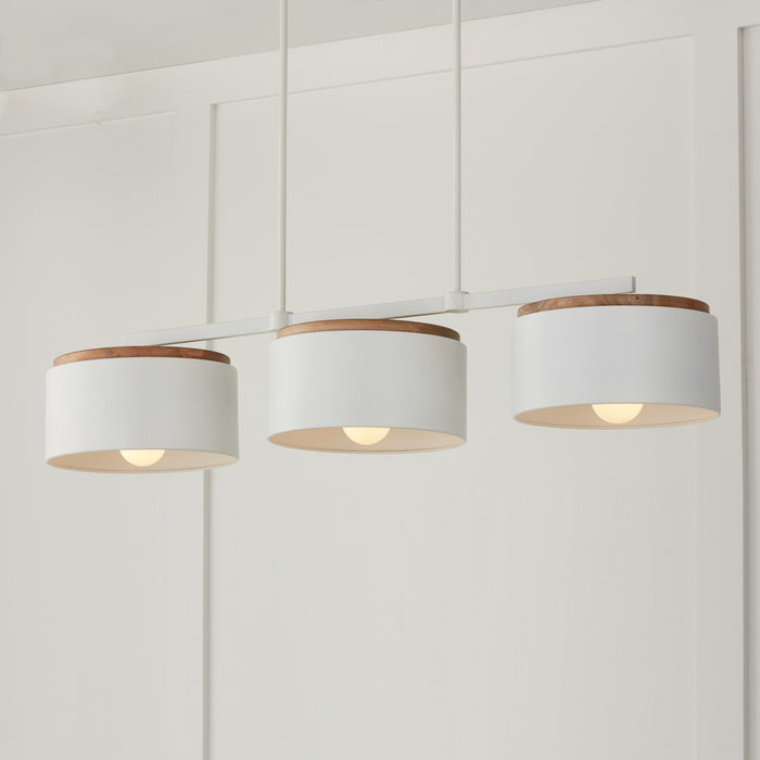 Capital Lighting 850931LT Three Light Island Pendant, Light Wood and White