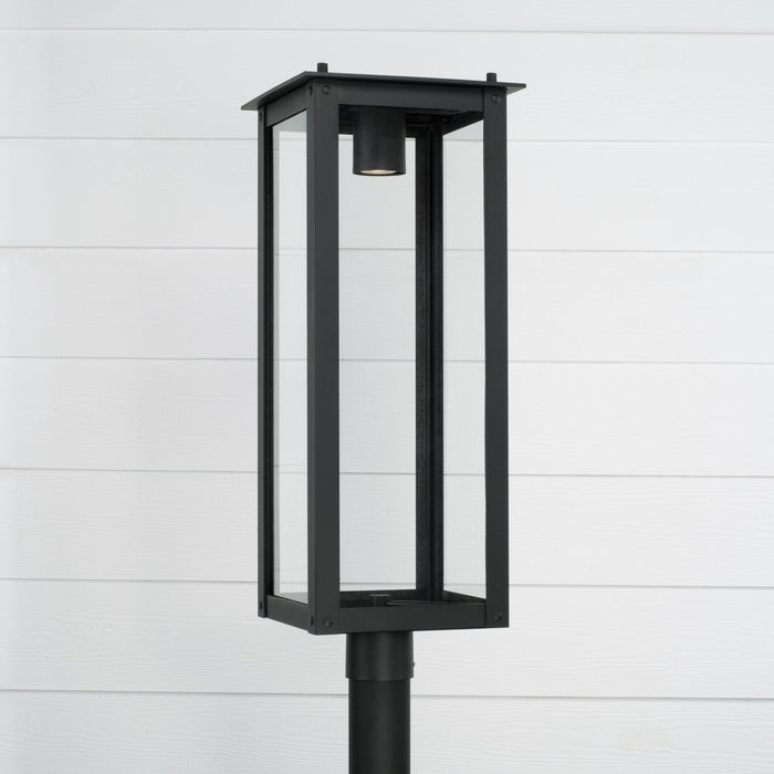 Capital Lighting 934643BK-GL One Light Outdoor Post Lantern, Black