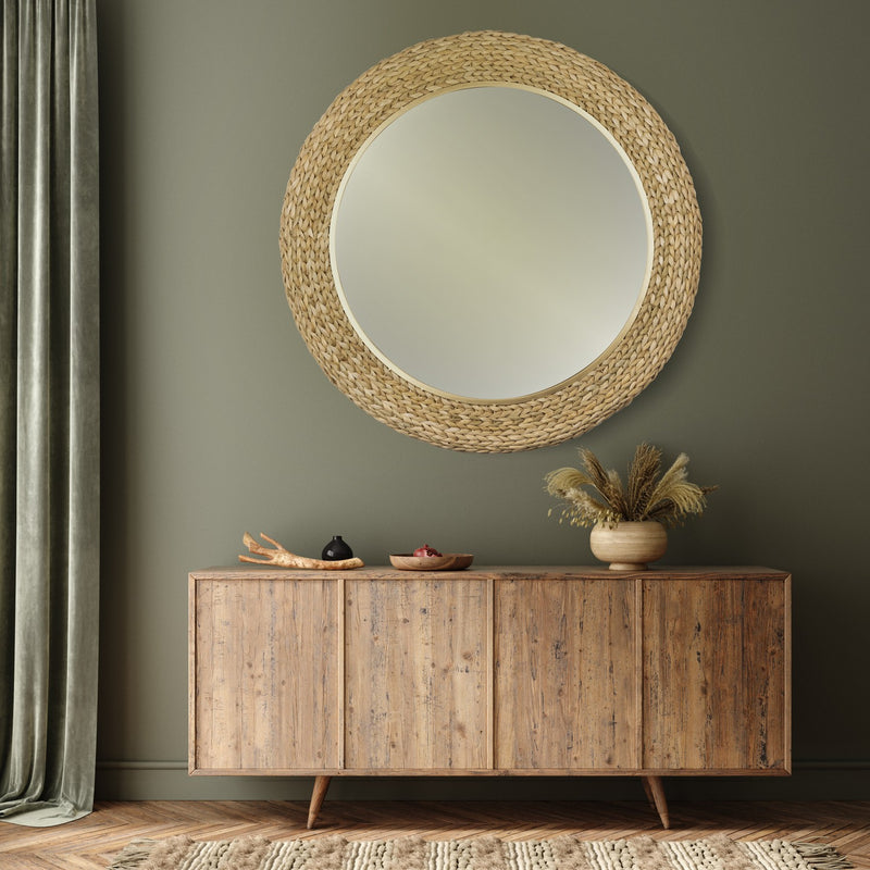 Varaluz 457MI40FGN Mirror, French Gold/Natural Seagrass