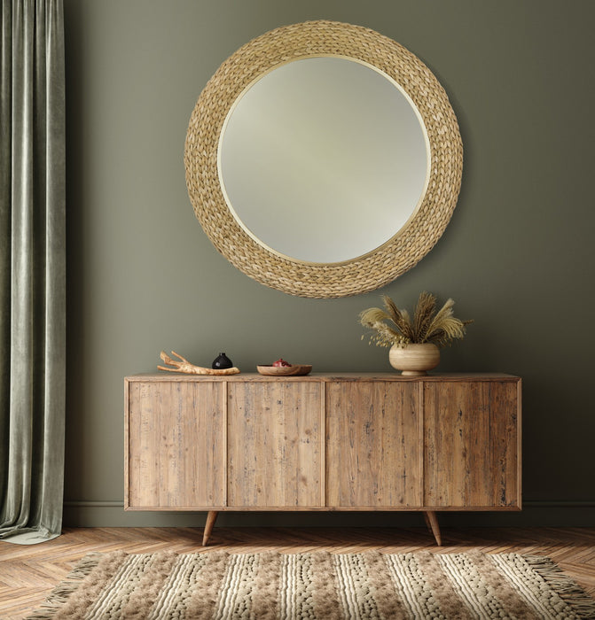Varaluz 457MI40FGN Mirror, French Gold/Natural Seagrass