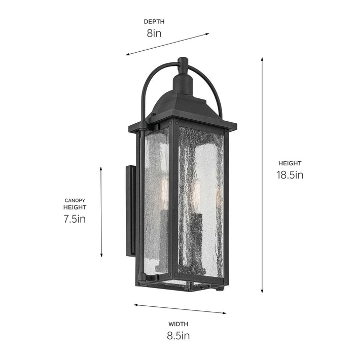 Kichler 49714BKT Two Light Outdoor Wall Mount, Textured Black