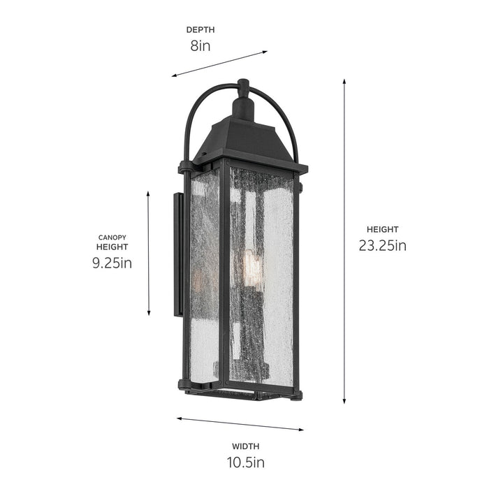Kichler 49715BKT Three Light Outdoor Wall Mount, Textured Black