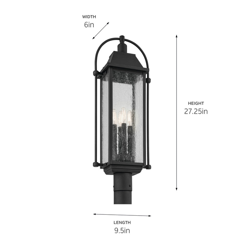 Kichler 49717BKT Four Light Outdoor Post Mount, Textured Black