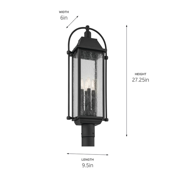 Kichler 49717BKT Four Light Outdoor Post Mount, Textured Black