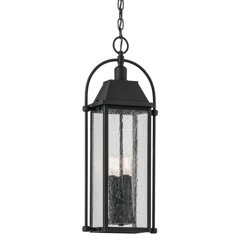 Kichler 49718BKT Four Light Outdoor Pendant, Textured Black
