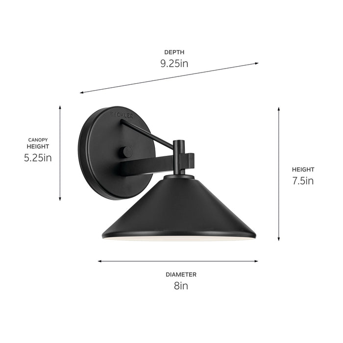 Kichler 49059BK One Light Outdoor Wall Mount, Black