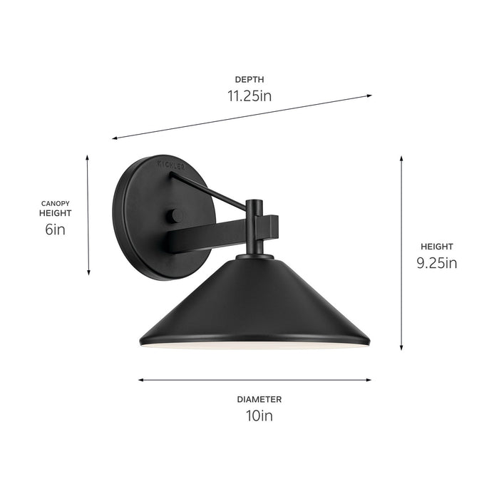 Kichler 49060BK One Light Outdoor Wall Mount, Black