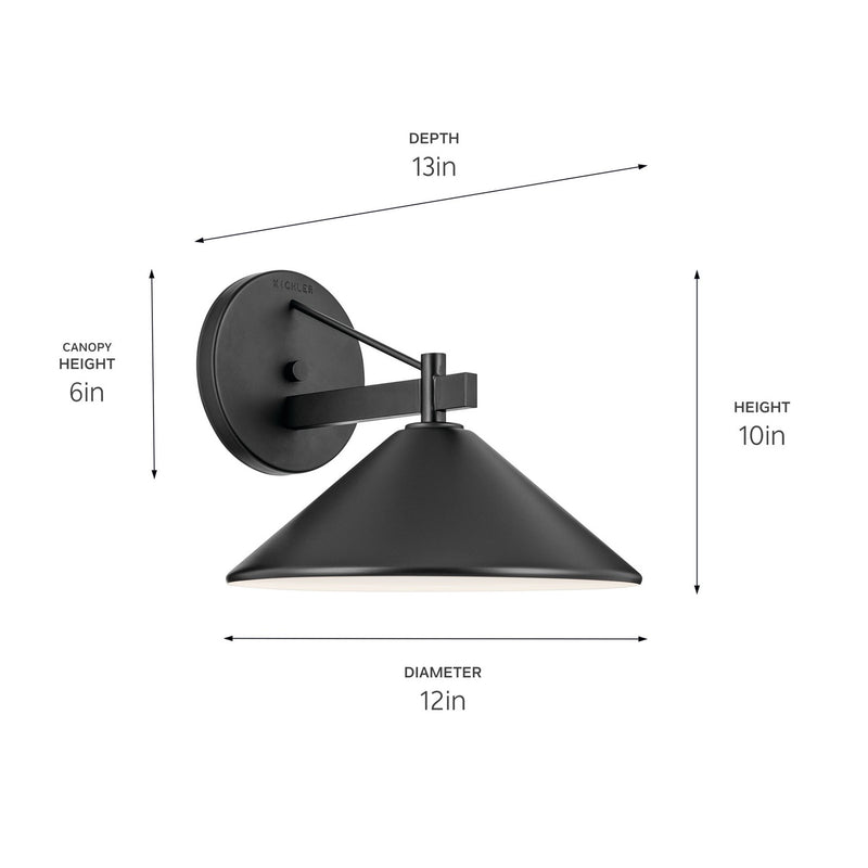 Kichler 49061BK One Light Outdoor Wall Mount, Black