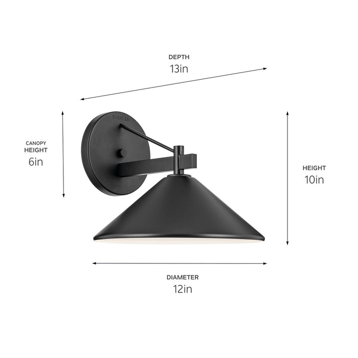 Kichler 49061BK One Light Outdoor Wall Mount, Black