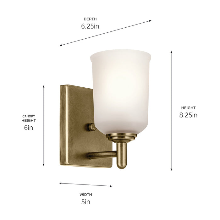 Kichler 45572NBR One Light Wall Sconce, Natural Brass