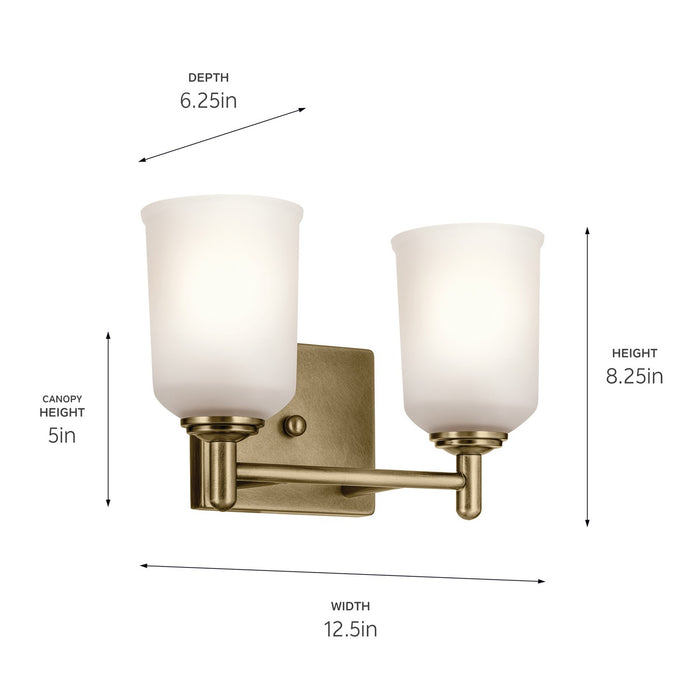 Kichler 45573NBR Two Light Bath, Natural Brass