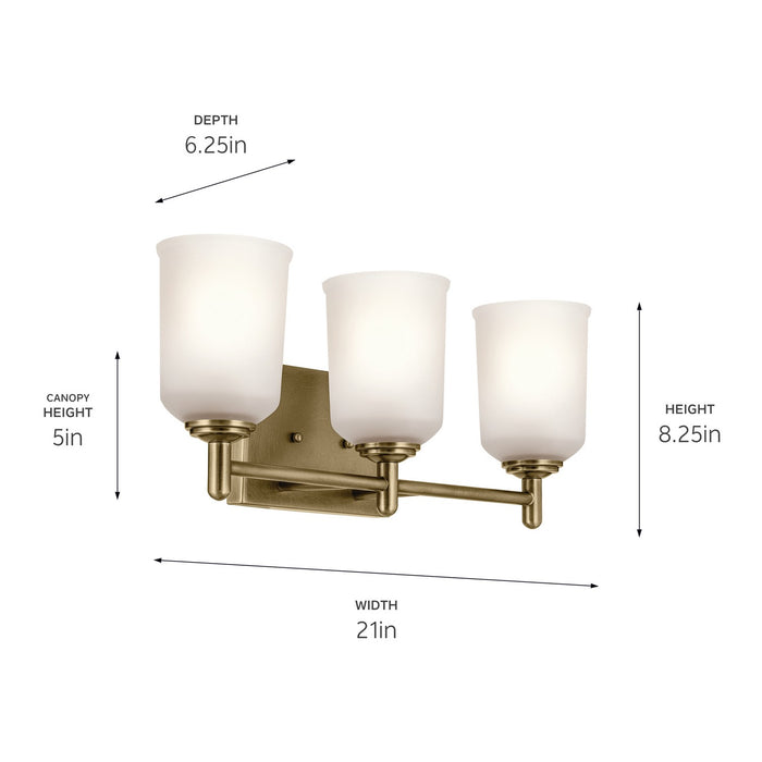 Kichler 45574NBR Three Light Bath, Natural Brass