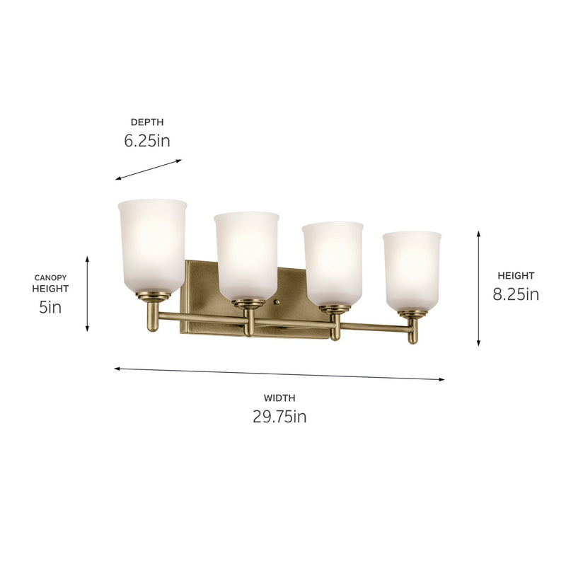 Kichler 45575NBR Four Light Bath, Natural Brass