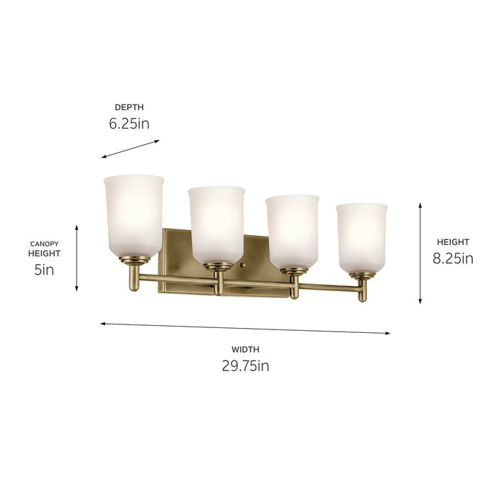 Kichler 45575NBR Four Light Bath, Natural Brass