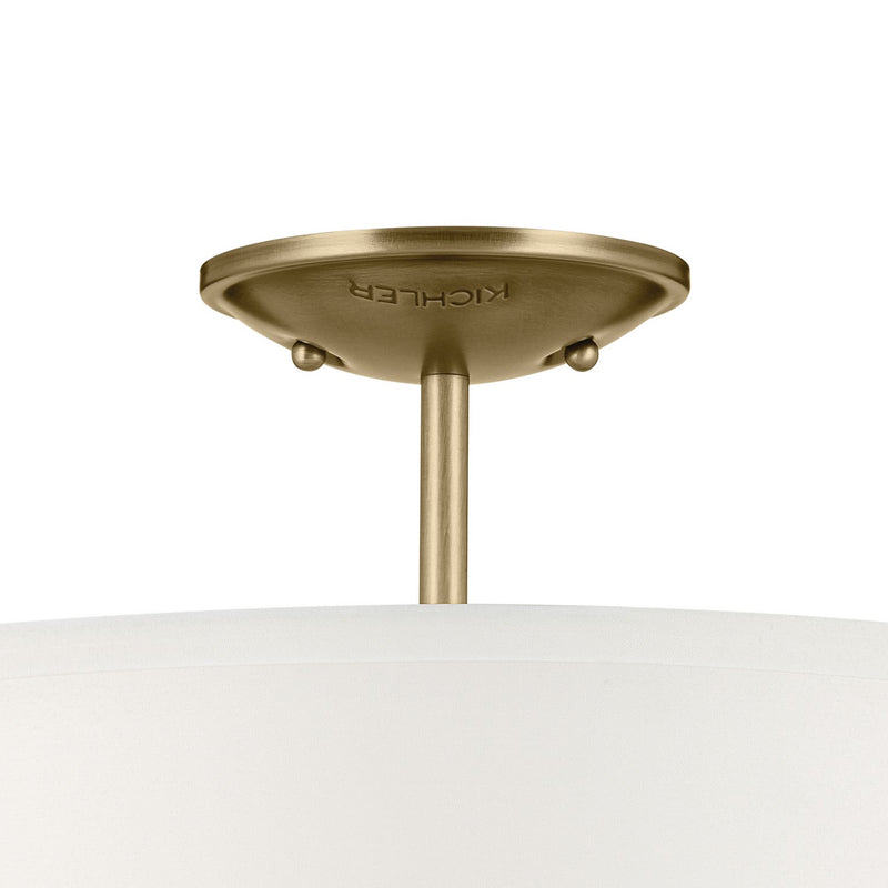 Kichler 43675NBR Three Light Semi Flush Mount, Natural Brass