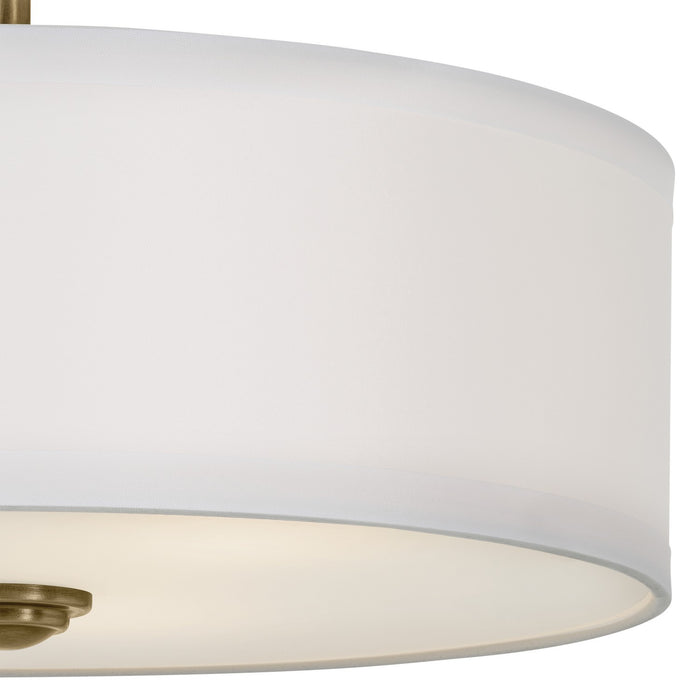 Kichler 43675NBR Three Light Semi Flush Mount, Natural Brass