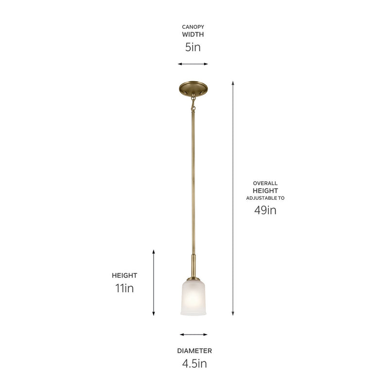 Kichler 43674NBR One Light Mini Pendant, Natural Brass