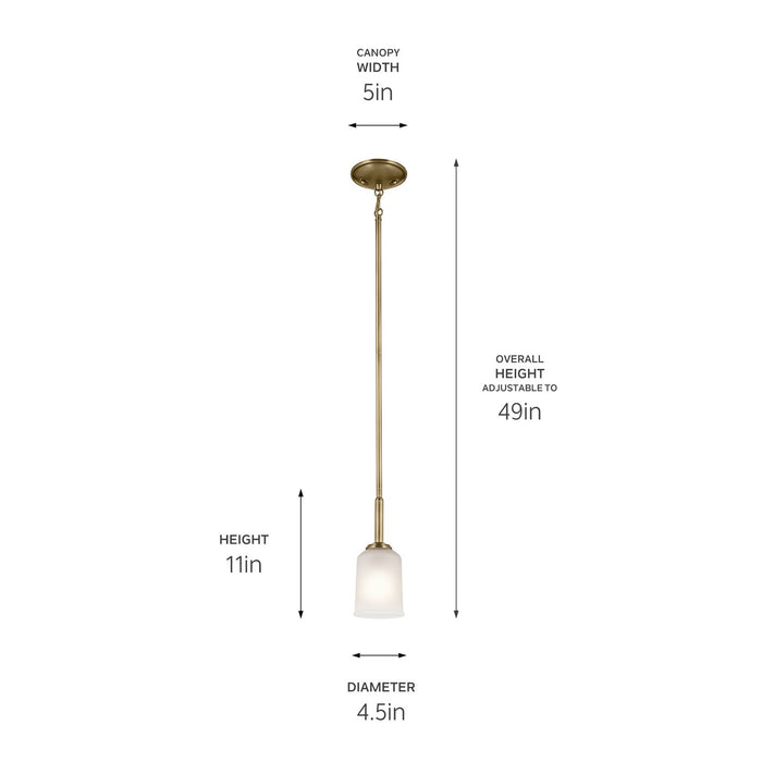 Kichler 43674NBR One Light Mini Pendant, Natural Brass