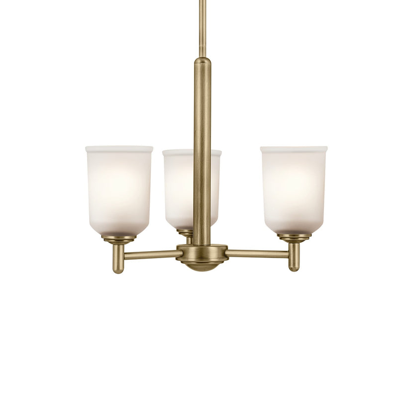 Kichler 43670NBR Three Light Mini Chandelier, Natural Brass