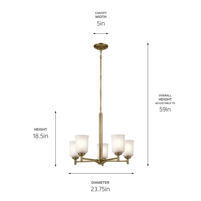 Kichler 43671NBR Five Light Chandelier, Natural Brass