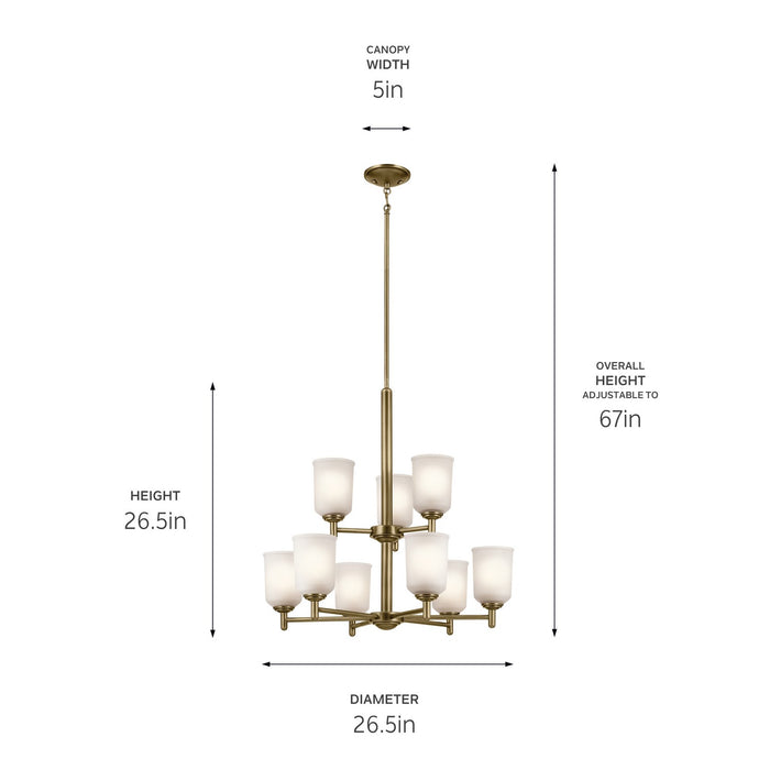 Kichler 43672NBR Nine Light Chandelier, Natural Brass