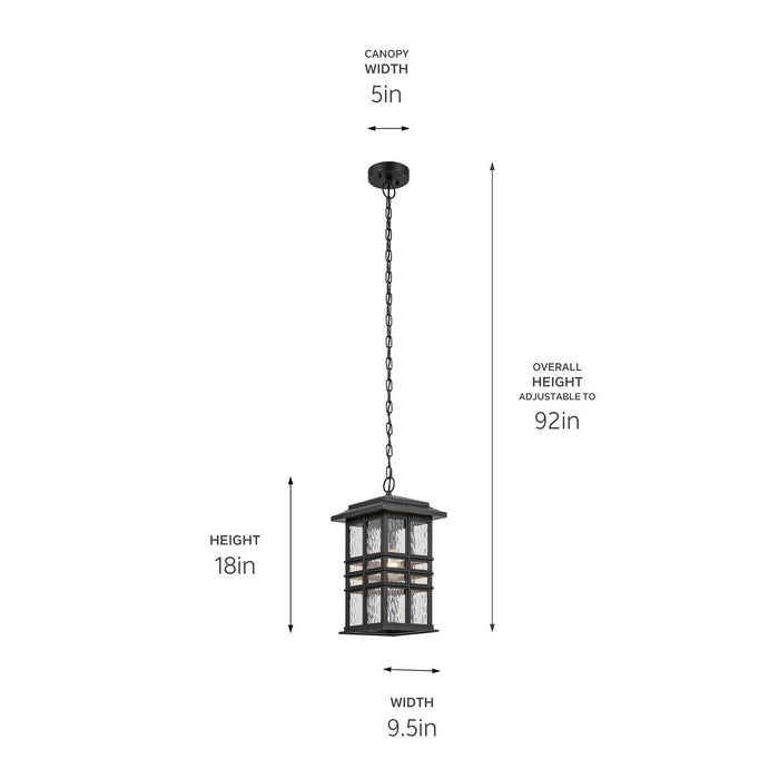Kichler 49833BKT One Light Outdoor Pendant, Textured Black