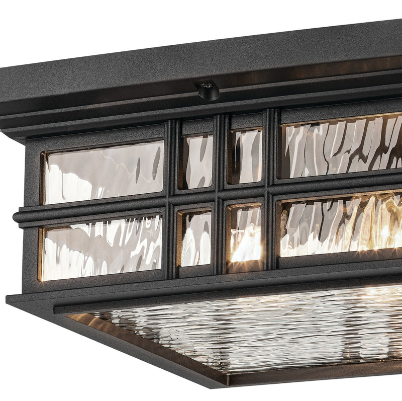 Kichler 49834BKT Two Light Outdoor Ceiling Mount, Textured Black